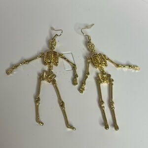 Gold Skeleton Dangling Earrings